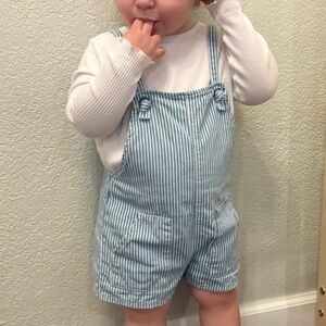 Zara Baby Toddler Girls Denim Overall Shorts with Pockets 18-24 Months